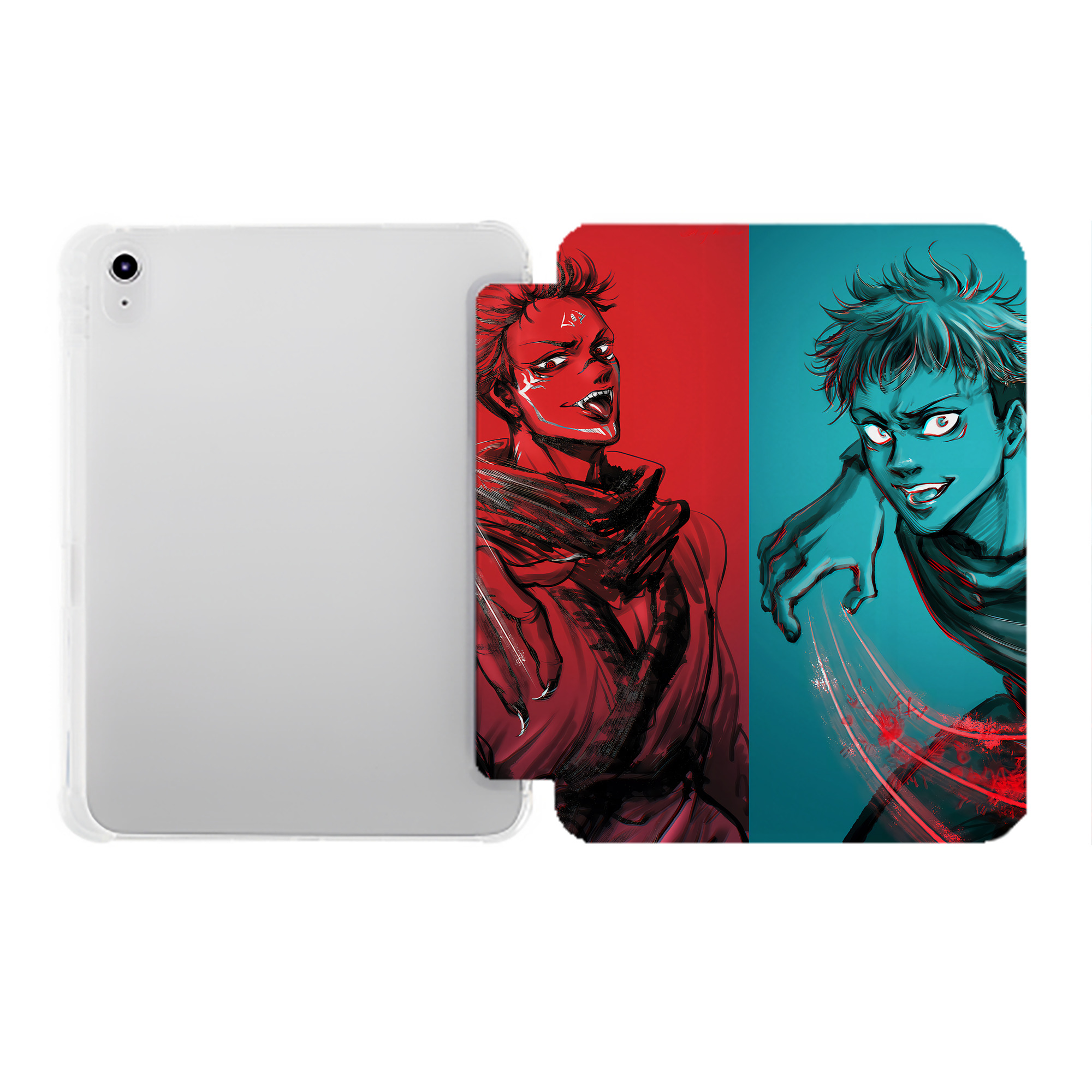 （画像用） 呪術廻戦 Jujutsu Kaisen IPad ケース ペン収納付き 三つ折りスタンド PUレザー×シリコン 対応機種9.5/10.5/10.9インチ